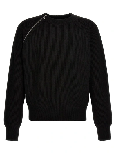Shop Burberry Zip Detail Sweater In Black