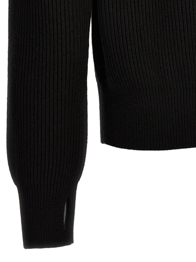 Burberry Wool Pullover With Decorative Zip In Black