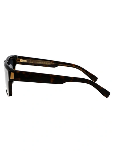 Dunhill Tortoiseshell-effect Rectangle-frame Sunglasses In 002 Black Gold Brown