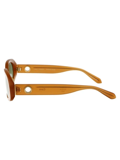 Linda Farrow X Rowen Rose Cara Oval Framed Sunglasses In Honey/yellowgold/green