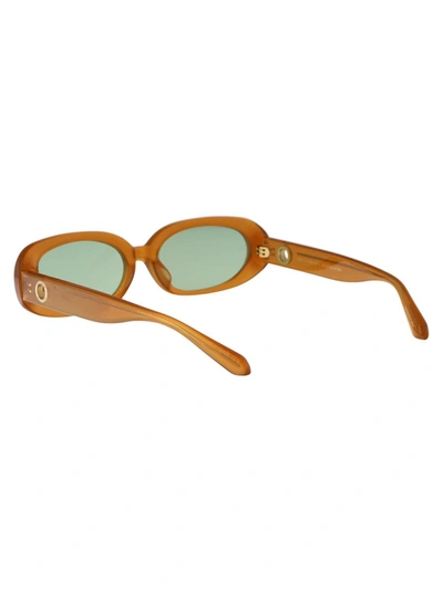 Linda Farrow X Rowen Rose Cara Oval Framed Sunglasses In Honey/yellowgold/green