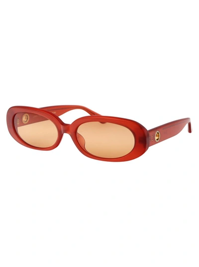 Shop Linda Farrow Sunglasses In Teracotta/yellowgold/orangegrad