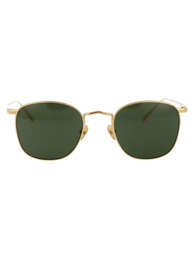 Shop Linda Farrow Sunglasses In Yellowgold/yellowgold/solidgreen