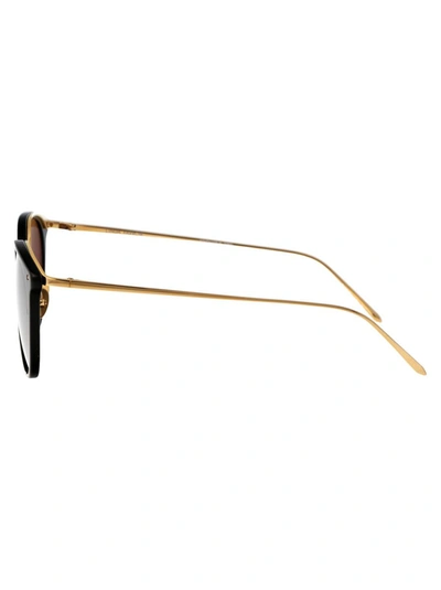 Shop Linda Farrow Sunglasses In Black/yellowgold/grey
