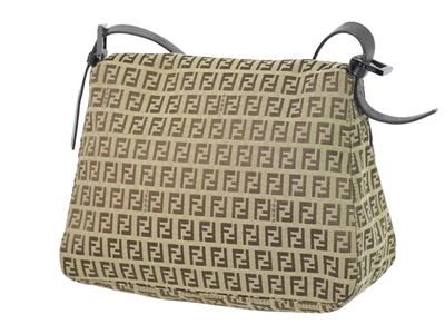 Shop Fendi Baguette Beige Canvas Shopper Bag ()