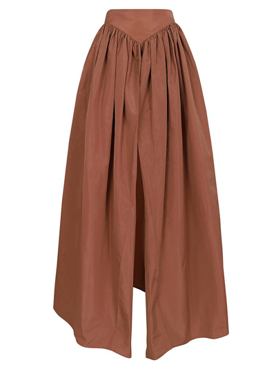 Shop Pinko Taffeta Maxi Skirt In Brown