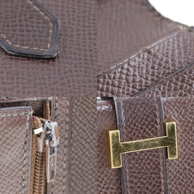 Shop Hermes Hermès Béarn Beige Leather Wallet  ()