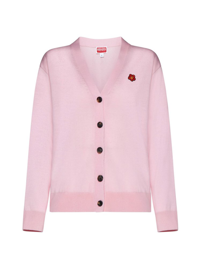 Shop Kenzo Boke Flower Embroidered Buttoned Cardigan In Pink