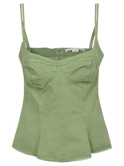 Shop Stella Mccartney Garment Dyed Peplum Top In Green