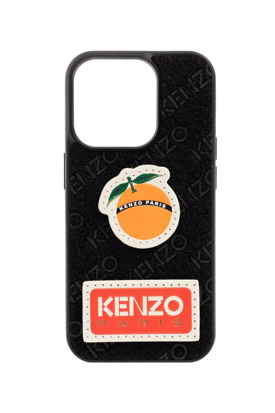 Shop Kenzo Logo Patch Iphone 15 Pro Case In Black