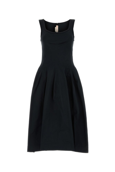 Shop Marni Sleeveless Pleated Dress In Black