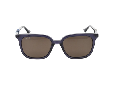 Shop Gucci Eyewear Square Frame Sunglasses In Blue
