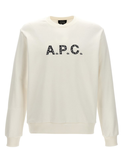 Shop Apc A.p.c. Logo Printed Crewneck Sweatshirt In White