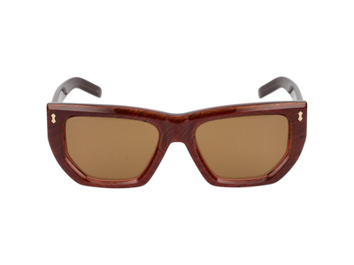 Shop Gucci Eyewear Geometric Frame Sunglasses In Red