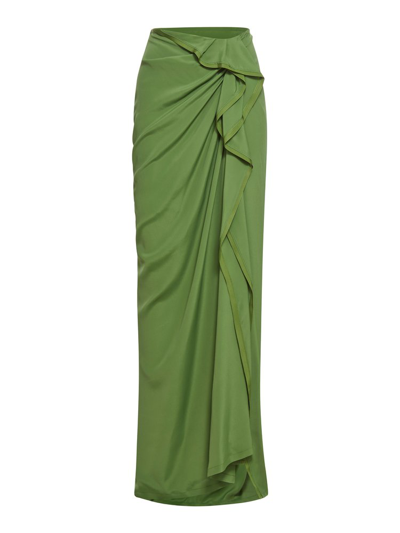 Shop Dries Van Noten Ruched Skirt In Green