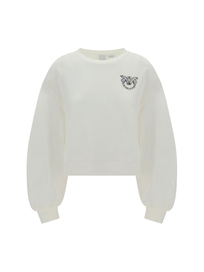 Shop Pinko Love Birds Embroidered Boxy Sweatshirt In White