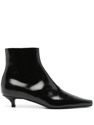Shop Totême Leather Heel Boots In Black