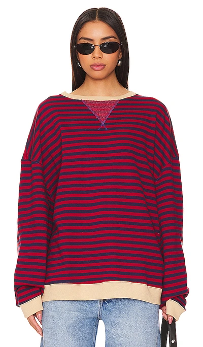 Shop Free People Classic Striped Crew In Red