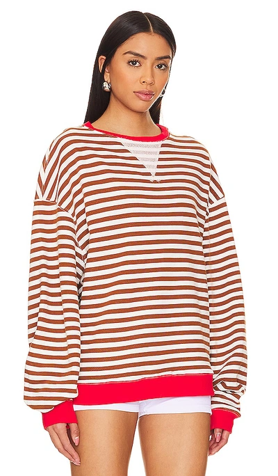 Shop Free People Classic Striped Crew In Coffee Combo