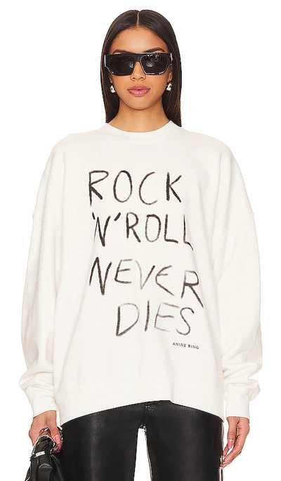 Shop Anine Bing Miles Sweatshirt Rock N Roll In Ivory