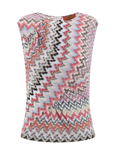 Shop Missoni Zigzag Pattern Knitted Sleeveless Top In Multi