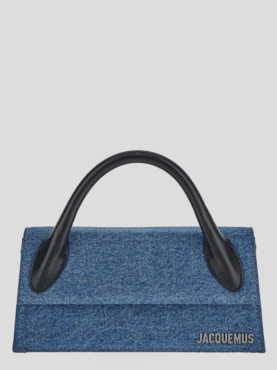 Shop Jacquemus Long Denim Handbag In Blue