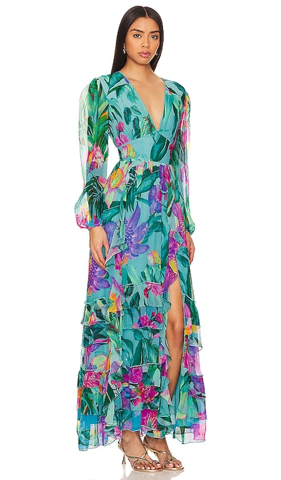 Rococo Sand Ocean Maxi Dress In 蓝绿色