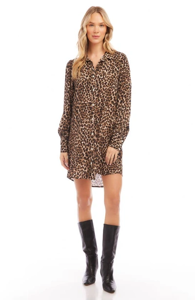 Shop Karen Kane Leopard Print Long Sleeve Shirtdress