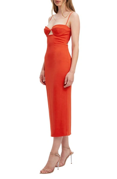 Shop Bardot Vienna Cutout Midi Dress In Flame Orange
