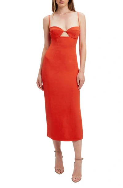 Shop Bardot Vienna Cutout Midi Dress In Flame Orange