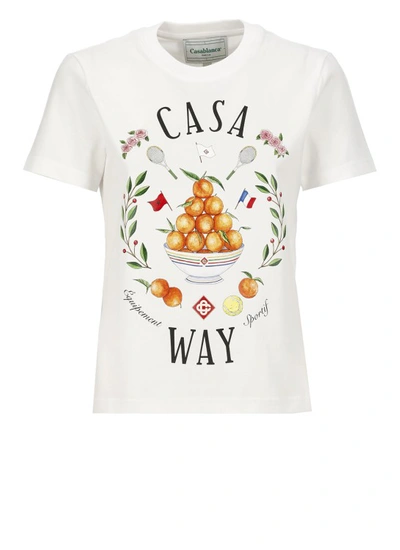 Shop Casablanca Logoed T-shirt In White