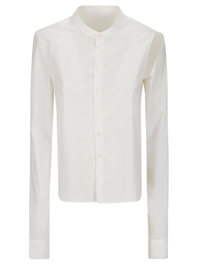 Shop Mm6 Maison Margiela Buttoned Long Sleeved Shirt In White