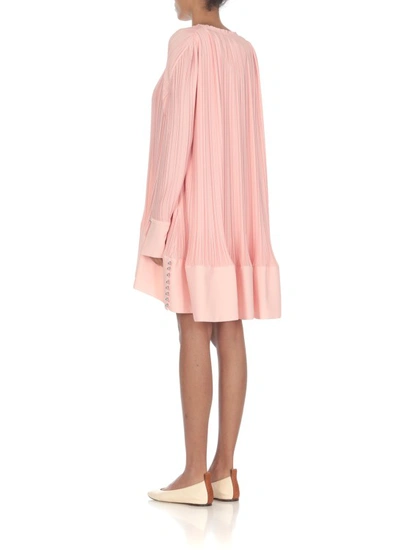 Shop Lanvin Pleated Dress In Pink