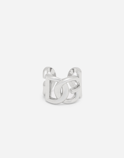 Shop Dolce & Gabbana Dg Logo Ring In Silver