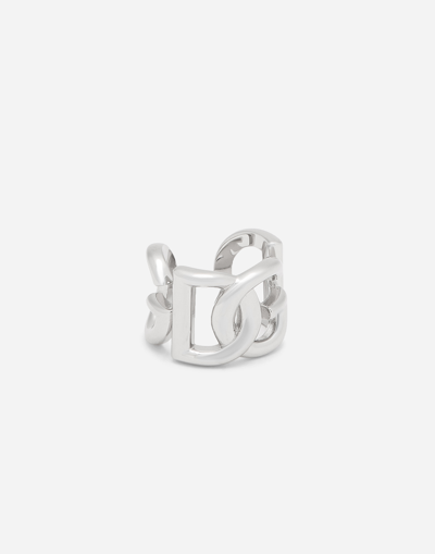 Shop Dolce & Gabbana Dg Logo Ring In Silver