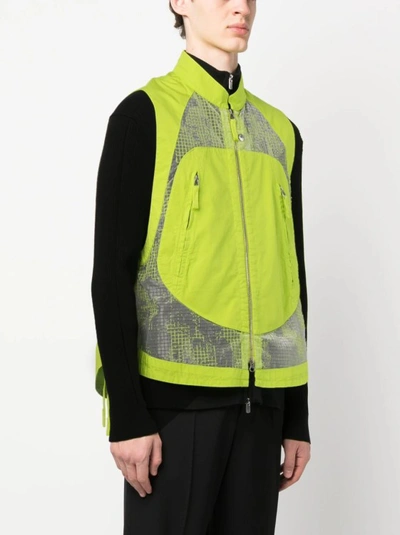 Shop Stone Island Shadow Project Vest Distorted Ripstop Organza-tc Neon Green