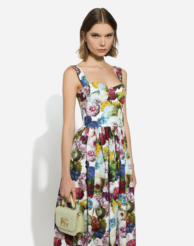 Shop Dolce & Gabbana Corset Dress With Nocturnal Flower Print