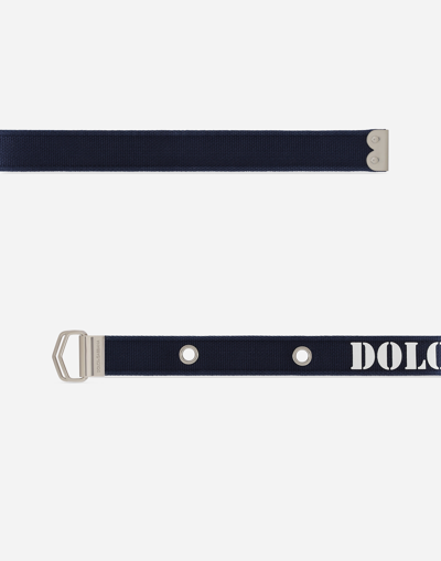 Shop Dolce & Gabbana Branded Tape Belt In Blue