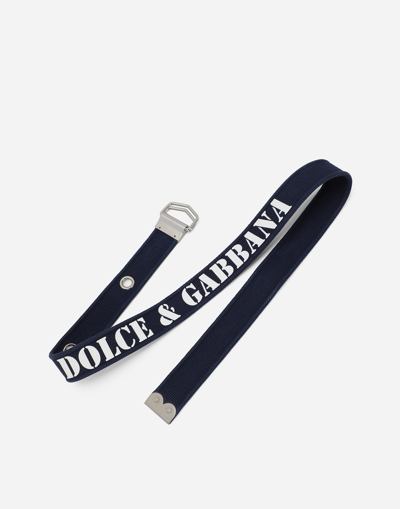 Shop Dolce & Gabbana Branded Tape Belt In Blue