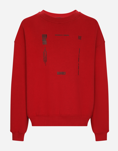 Shop Dolce & Gabbana Jersey Sweatshirt With Dg Vib3 Print And Logo In Red