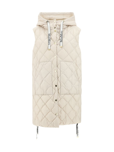 Shop Max Mara The Cube Quilted Down Vest In Beige