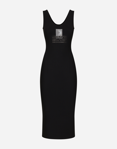 Shop Dolce & Gabbana Sleeveless Spandex Jersey Midi Dress In Black