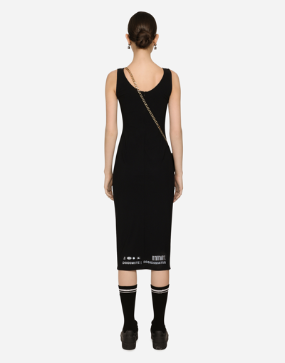 Shop Dolce & Gabbana Sleeveless Spandex Jersey Midi Dress In Black