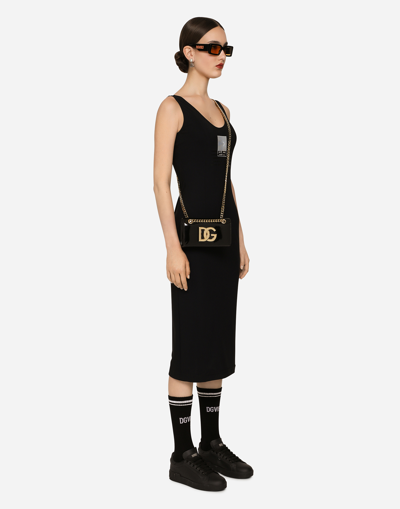 Shop Dolce & Gabbana Sleeveless Spandex Jersey Midi Dress In Black