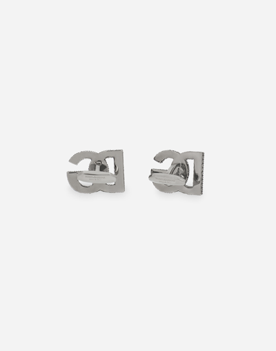 Dolce & Gabbana Rhinestone-detailed Dg Logo Cufflinks In Black