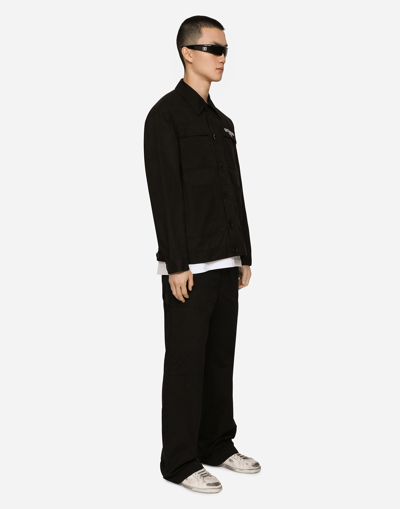 Shop Dolce & Gabbana Cotton Faille Pants With Dgvib3 Patch And Embroidery In Black