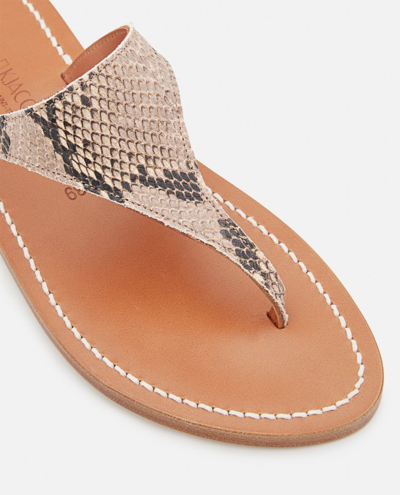 Shop Kjacques Multicolour Leather Snakeskin Motif Sandals In Brown