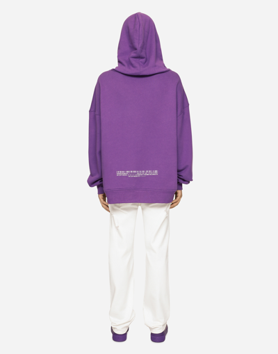Shop Dolce & Gabbana Jersey Hoodie With Dg Vib3 Print In Purple