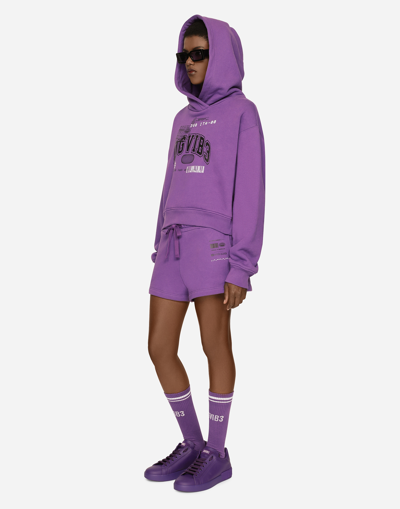 Shop Dolce & Gabbana Long-sleeved Cotton Jersey Hoodie Dgvib3 In Purple