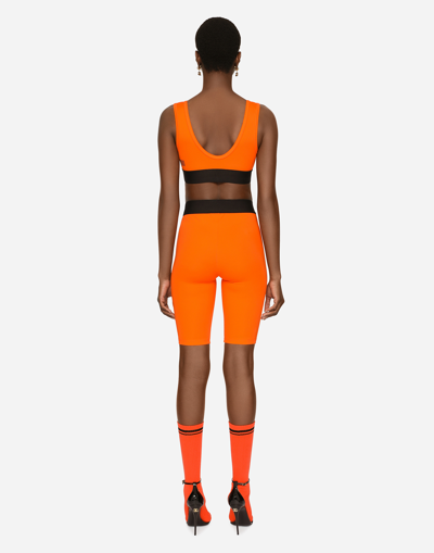 Shop Dolce & Gabbana Spandex Jersey Cycling Shorts With Elasticated Band Dgvib3 In Orange